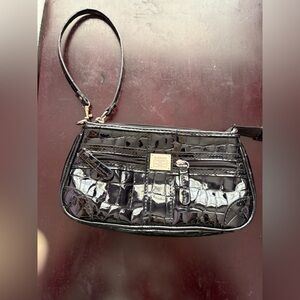 Black Crocodile-Embossed Wristlet Liz Claiborne